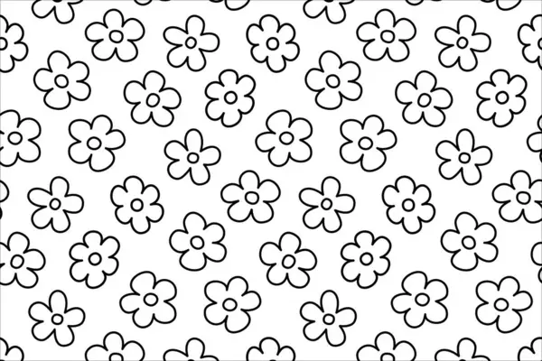 Siyah çizgili çiçek deseni. El çizimi. Vektör illüstrasyonu.