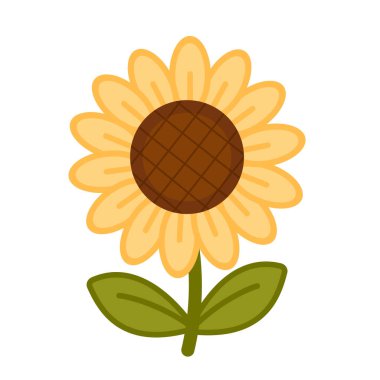 Beyaz arka planda izole edilmiş ayçiçeği. El çizimi. Vektör İllüstrasyonu.