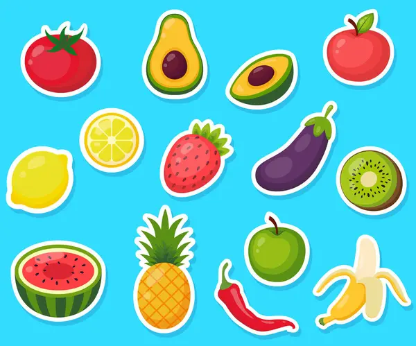 Meyve ve sebze etiketleri. El çizimi Vektör illüstrasyonu.