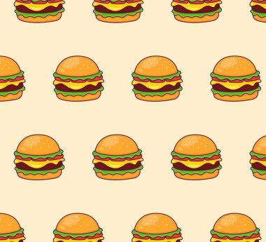 Hamburger deseni. Çizburger çizgi filmi. Vektör illüstrasyonu.