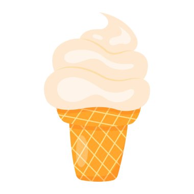 Vanilyalı dondurma. Düz biçimli vektör illüstrasyonu.