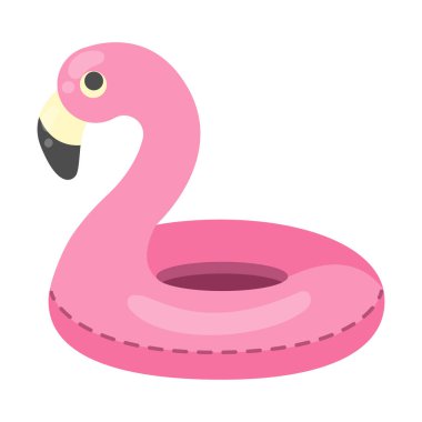 Şişme flamingo. Yüzme ringi. Vektör illüstrasyonu.