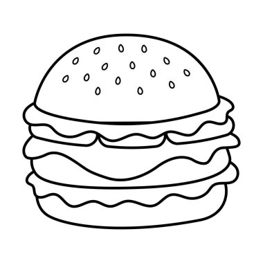 Çizburger vektör taslağı çizimi. Renk sayfası.