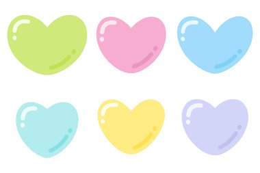 Basit renkli kalpler koleksiyonu. Vektör illüstrasyonu.