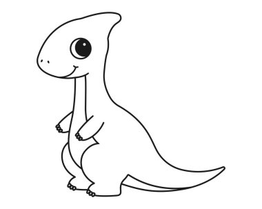 İçinde şirin bir dinozor resmi olan boyama sayfası. Çocuklar ve yetişkinler için boyama kitabı.