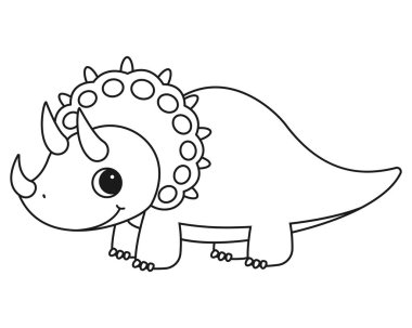 İçinde şirin bir dinozor resmi olan boyama sayfası. Çocuklar ve yetişkinler için boyama kitabı.