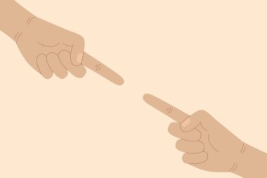 El hareketleriyle. Parmaklar birbirini gösteriyor. Vektör illüstrasyonu.