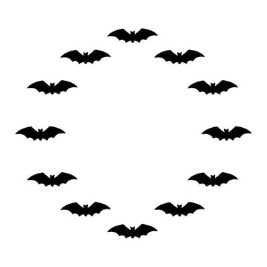 Yarasa dairesi çerçevesi. Cadılar Bayramı tasarımı. Beyaz arkaplanda izole edilmiş vektör düz illüstrasyon.