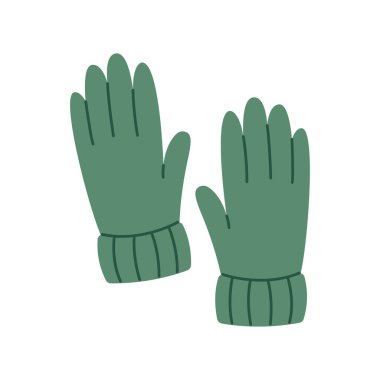 Bir çift eldiven. Elle çizilmiş. Düz vektör çizimi beyaz arkaplanda izole edildi.