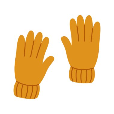 Bir çift eldiven. Elle çizilmiş. Düz vektör çizimi beyaz arkaplanda izole edildi.