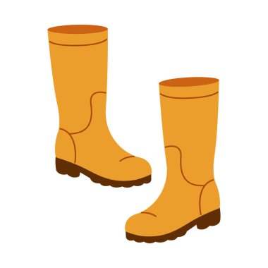 Yüksek lastik çizmeler. Elle çizilmiş. Düz vektör çizimi beyaz arkaplanda izole edildi.