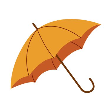 Sarı yağmur şemsiyesi. Elle çizilmiş. Düz vektör çizimi beyaz arkaplanda izole edildi.