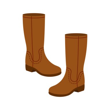 Kahverengi çizmeler. Elle çizilmiş illüstrasyon. Düz vektör çizimi beyaz arkaplanda izole edildi.