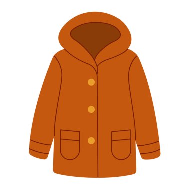 Kapüşonlu sıcak bir ceket. Elle çizilmiş. Düz vektör illüstrasyonu.