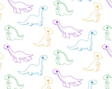 Şirin dinozorların bir örneği. Vektör özet çizimi.