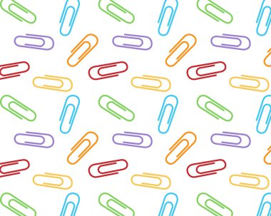 Çok renkli ataçlardan yapılmış bir kalıp. İzole edilmiş beyaz arka plan. Vektör düz resimleme.