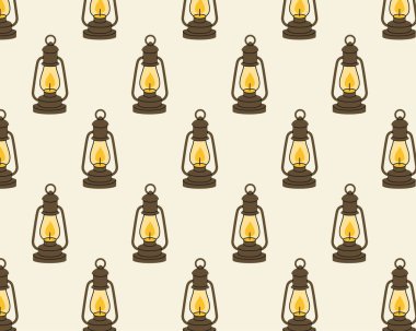 Eski kamp lambalarının deseni. Düz biçimli vektör illüstrasyonu.