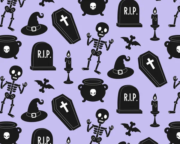 Cadılar Bayramı şablonu güzelmiş. Ürkütücü tatil unsurları. Düz biçim vektör illüstrasyonu.