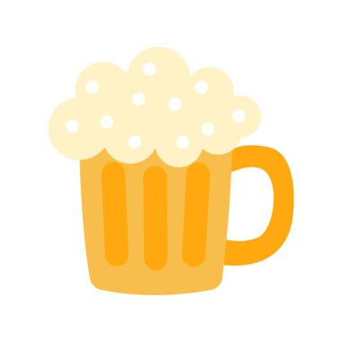 Bir bardak bira. İzole edilmiş beyaz arka plan. Düz biçim vektör illüstrasyonu.