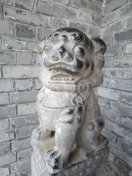 中国建筑的沉默保护者 中国守护狮子 — 图库照片