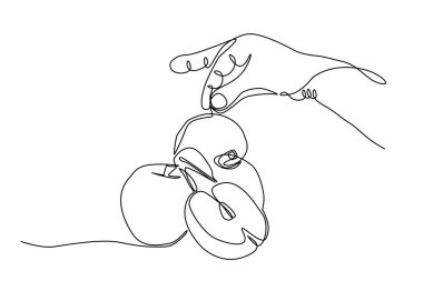 Bir Çizgi Elma Çizimi