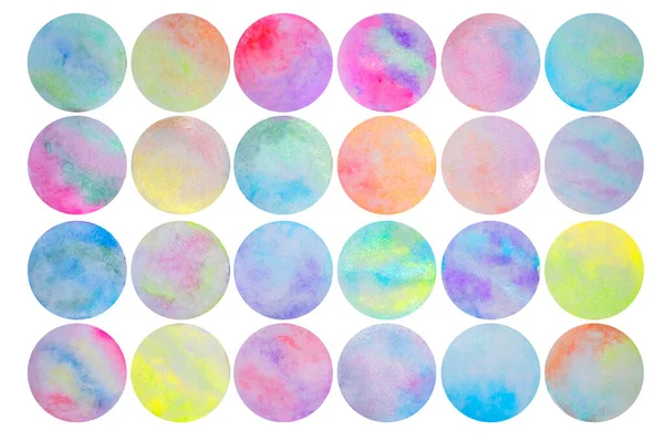 Watercolor Multicolored Paint Circle Texture Abstract Hand Painted Textures Set — Stock fotografie