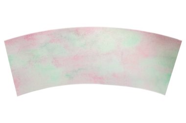 Abstraction watercolour arch form. Hand-painted pattern in green and pink. Banner or postcard shape on insulated white