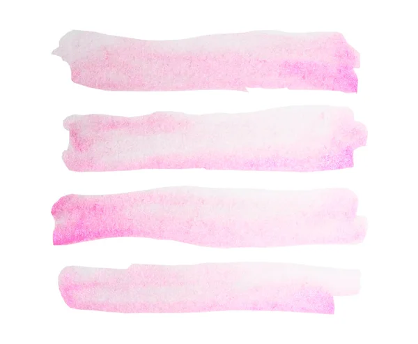 Hand Drawn Pink Watercolor Brushstrokes Banners Long Brush Strokes Isolated — Foto Stock