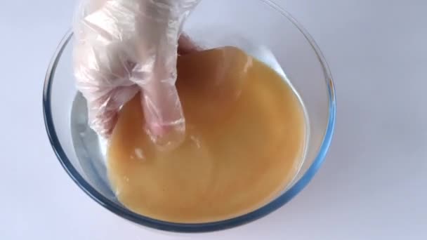 Scoby Hand Holding Tea Mushroom Kombucha Tea Healthy Fermented Food — Wideo stockowe