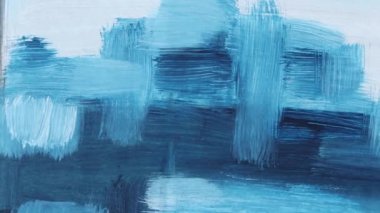 Abstract painted background with brush strokes of blue. Blue painting