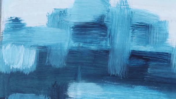Abstract Painted Background Brush Strokes Blue Blue Painting — Vídeo de Stock