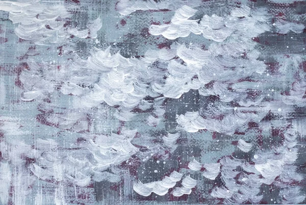 Gray Purple Painting White Paint Strokes Textured Canvas — Stockfoto