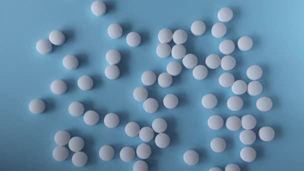 Comprimidos Redondos Brancos Suplementos Sobre Fundo Azul Vitaminas Magnésio — Vídeo de Stock