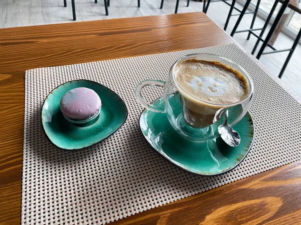 Coffee Picture Bear Macaroons Table Cafe —  Fotos de Stock