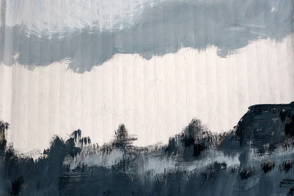 森と空の風景の輪郭を持つ抽象的な灰色のアクリル絵具 原背景 — ストック写真