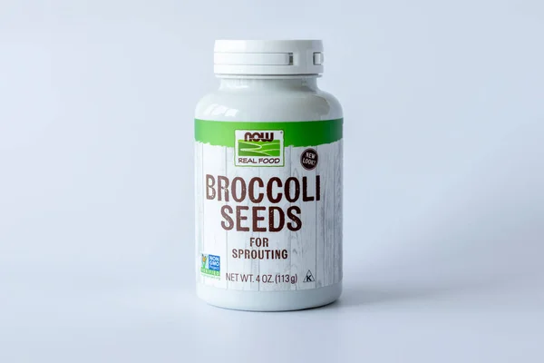 stock image IRPEN, UKRAINE, MARCH 23 20222, NOW Foods Real Food Broccoli Seeds, Illustrative Editorial.