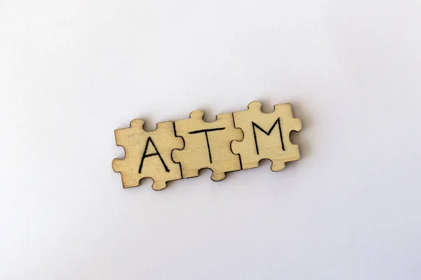 Acronym Atm Which Stands Moment Letters Written Puzzles — Stock Photo, Image