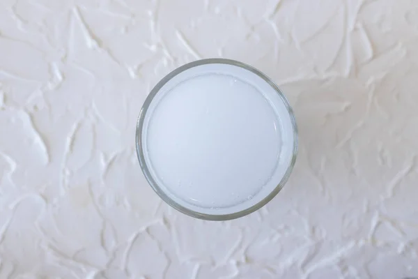 Bílý Šumivý Vitamin Doplněk Rozpuštěný Sklenici Vody Horní Pohled — Stock fotografie