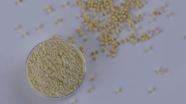 Gluten Free Millet Flour White Background Space Text — Stock Video