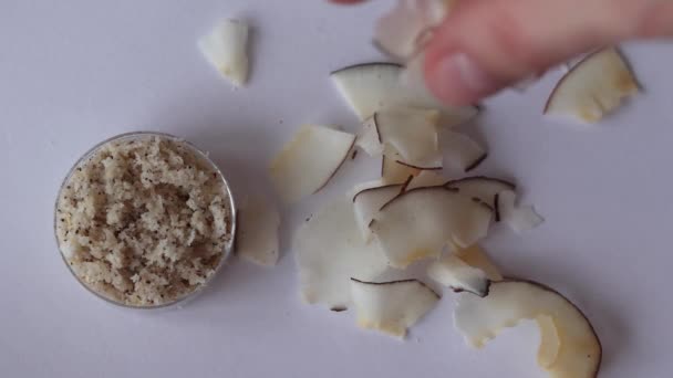 Coconut Flour Gluten Free White Background — Stock Video
