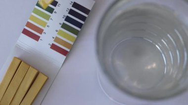 Suyun pH 'ını test şeritleriyle ölçmek.