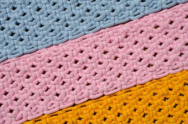 Técnica Macrame Quadrado Fios Multicoloridos Listras Macrame Coloridas Nas Cores — Fotografia de Stock