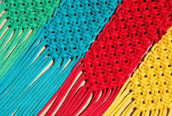 Macrame Technique Square Knot Multi Colored Threads Colored Macrame Stripes — Stock Photo, Image