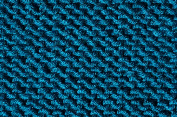 Jersey Texturé Turquoise Tricoté Sur Aiguilles Tricoter Bois Laine Mélangée — Photo