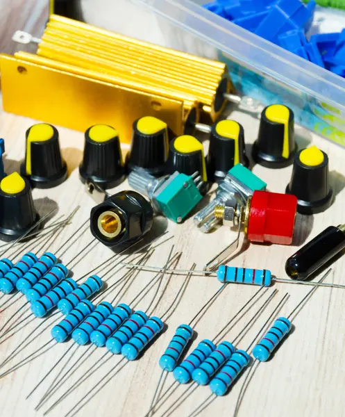 Radio components for electronic equipment repair, regulators, resistors, connectors. Home workshop