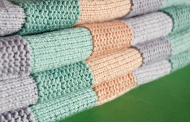 Handmade. Warming baby blanket for a baby. Fashionable and pastel colors. Soft merino yarn. clipart