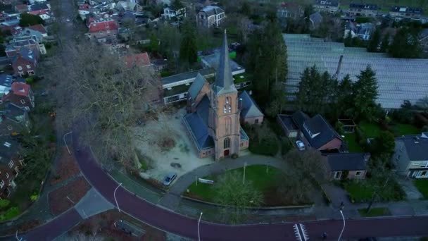 Aerial Dolly Знімали Petruskerk Неймегені Протестантська Церква Колишня Католицька Церква — стокове відео