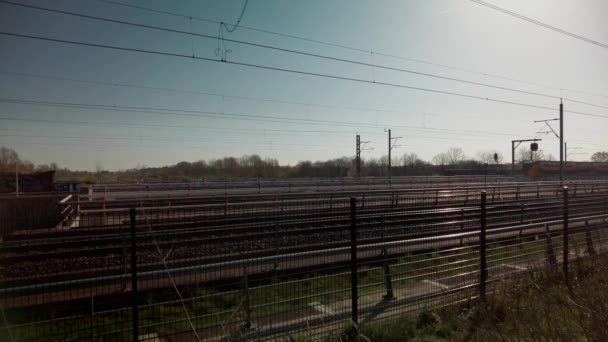Zijaanzicht Virm Dubbeldeksintercity Van Nederlandse Spoorwegen Amsterdam Zuidoost Real Time — Stockvideo