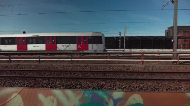 Zijaanzicht Metro Gemeentevervoerbedrijf Gvb Stadsgebiedsroute Geinlijn Tussen Bijlmer Arena Station — Stockvideo