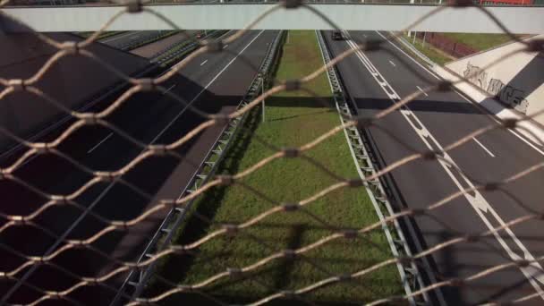 Rear View Overpass Vehicles Drive Out Tunnel Dutch Highway Multi — Stock Video